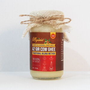 Allganic Ashwagandha Infused A2 Gir Cow Ghee | Glass Jar (200ml) | Traditional hand-churned Bilona Ghee | 100% Pure, Natural and Healthy | Made from the milk of forest-grazed Desi A2 Gir Cows | Very light and best for Gut Health | Pure vegetarian