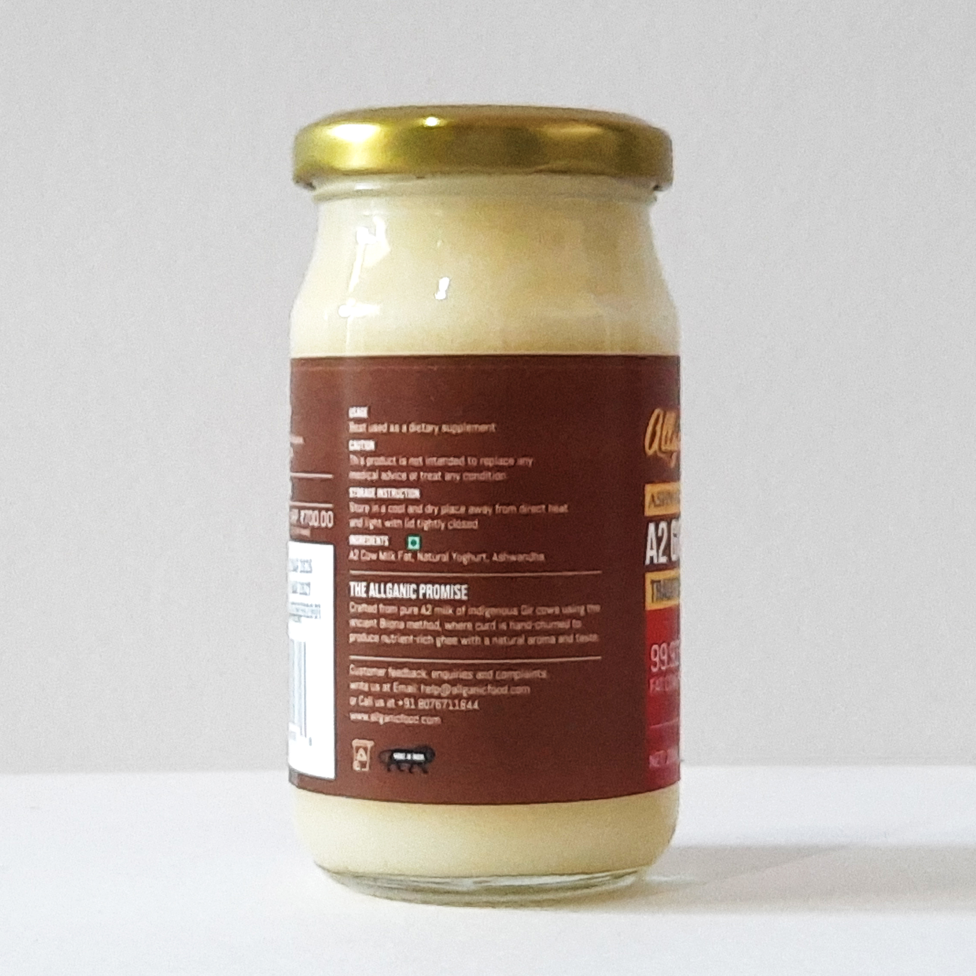 Allganic Ashwagandha Infused A2 Gir Cow Ghee | Glass Jar (200ml) | Traditional hand-churned Bilona Ghee | 100% Pure, Natural and Healthy | Made from the milk of forest-grazed Desi A2 Gir Cows | Very light and best for Gut Health | Pure vegetarian - Image 3